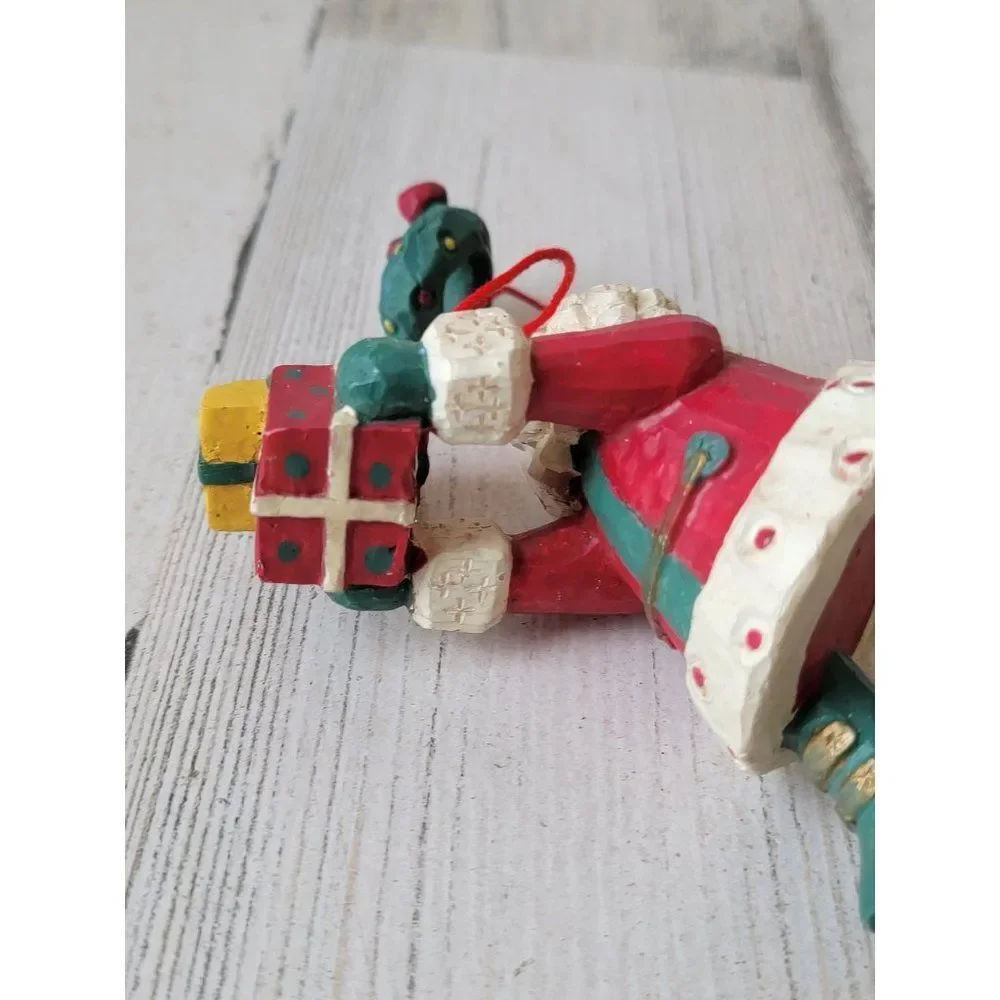 Folk art Santa Claus‎ wreath spring gifts ornaments rustic Xmas decor